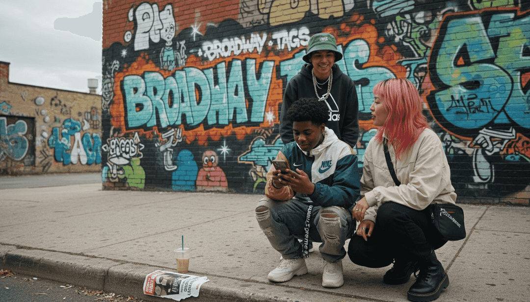 Urban youth in streetwear against graffiti wall