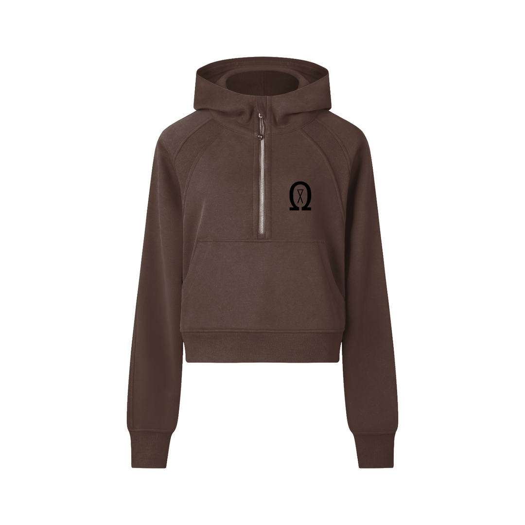 cropped half-zip hoodie