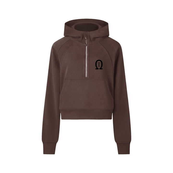 cropped half-zip hoodie