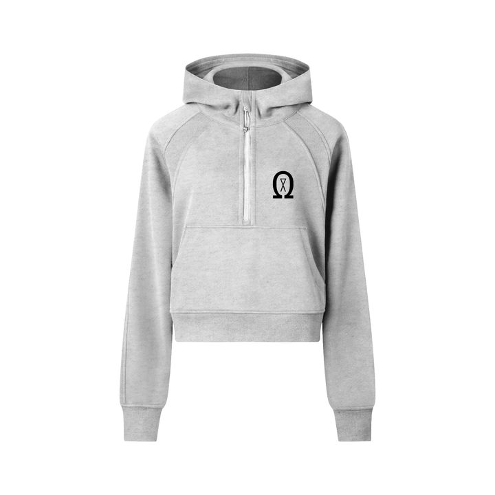 cropped half-zip hoodie