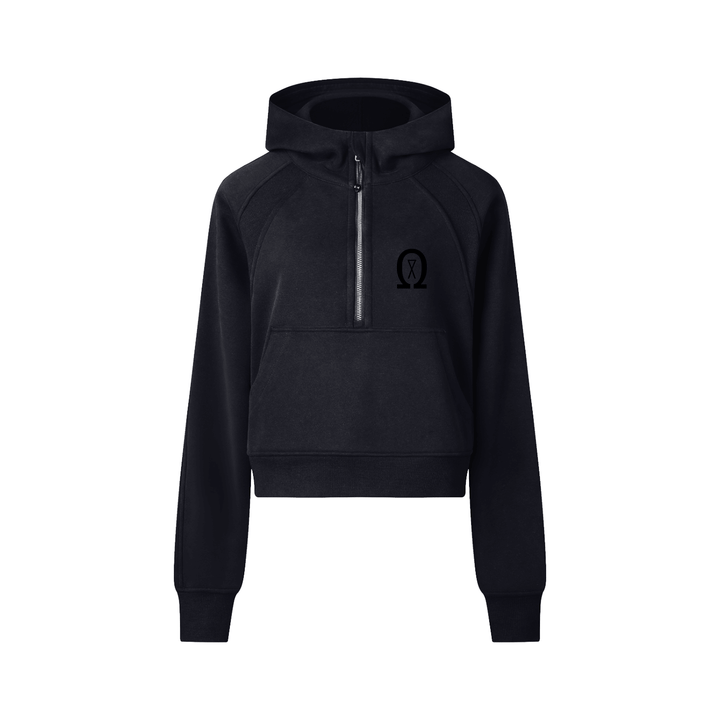 cropped half-zip hoodie
