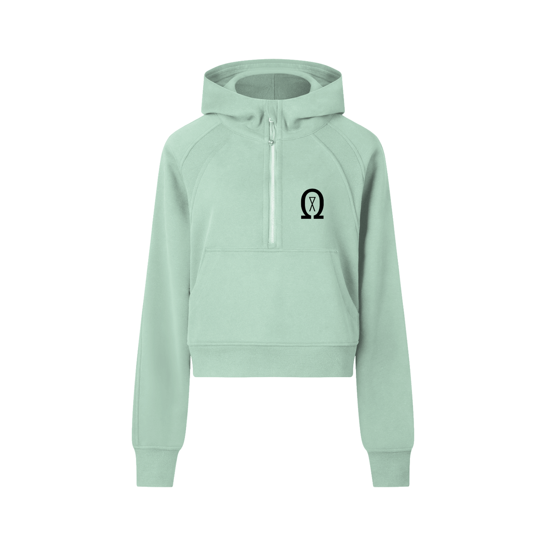 cropped half-zip hoodie