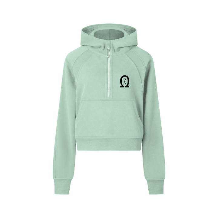 cropped half-zip hoodie
