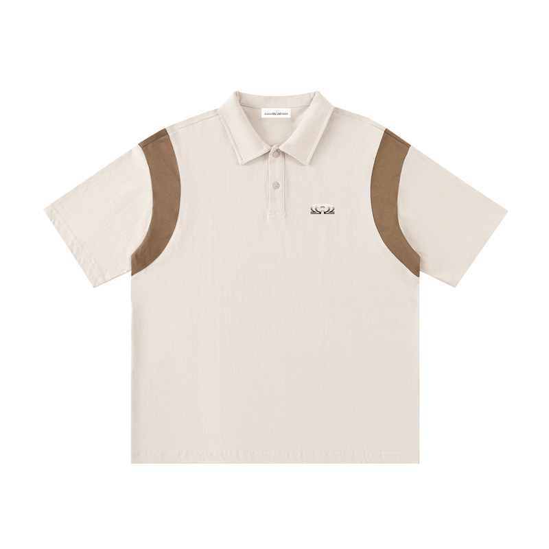 contrast panel cotton polo shirt