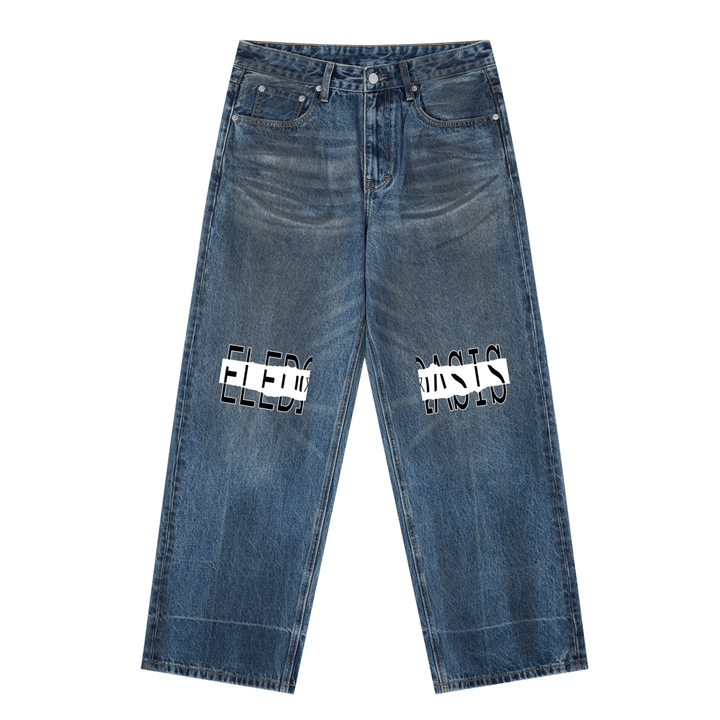 vintage wash baggy denim jeans