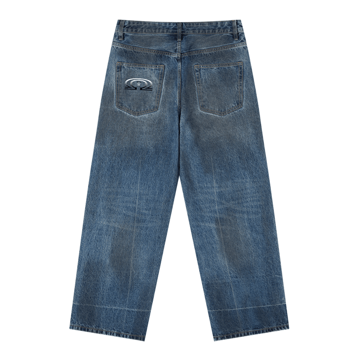 vintage wash baggy denim jeans